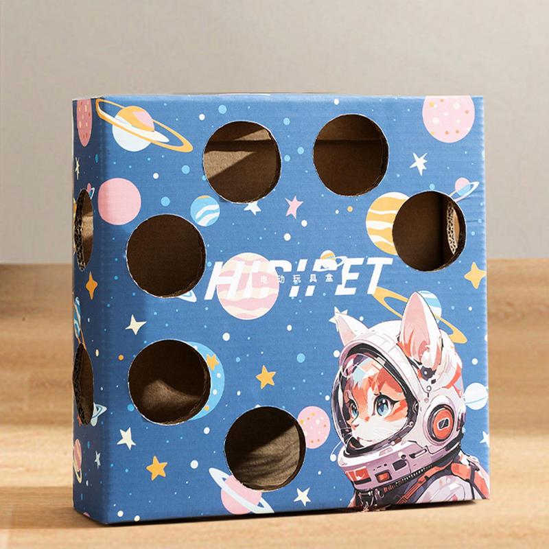 Katzenpuzzlebox Intelligenter Katzenkratzer Elektrisches Katzenspielzeug mit Feder Whack-a-Mole Interaktives Katzenspielzeug Kätzchenspielzeug für Wohnungskatzen