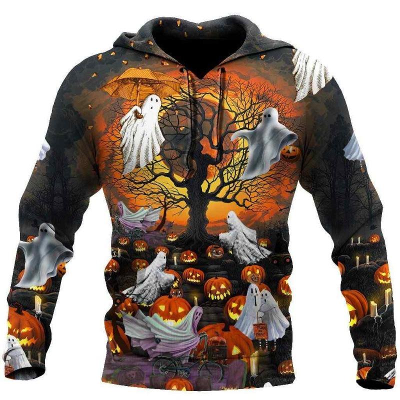 Halloween Men's Funny Sweatshirt Unisex 3d Printed Pumpkin Ghost Horror Print Hoodie Harajuku Fashion Pullover