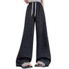 Damenhosen Elastisch Hohe Taille Verstellbarer Kordelzug Einfarbige Weiter Bein Lässige Hosen Durchlöchertes Design Lockere Passform Lang