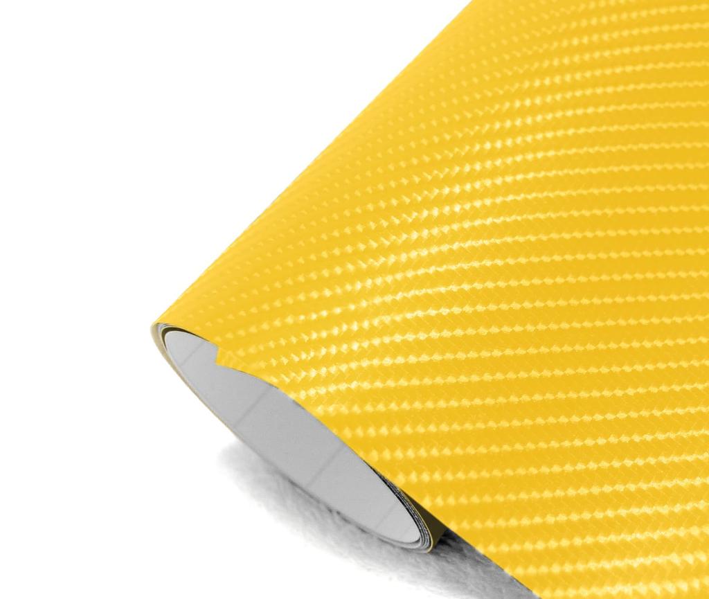 IlMondoMall Carbon Fiber 4D Carbon Fiber Look Car Wrapping Cutting Sheet X Sheet, Sheet, (152 35cm, Yellow)