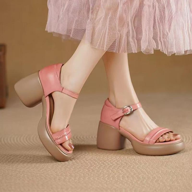 Women High Heels Sandals Chunky Summer Shoes 2025 Dress Woman Slippers New Elegant Party Pumps Brand Mujer De Zapatillas