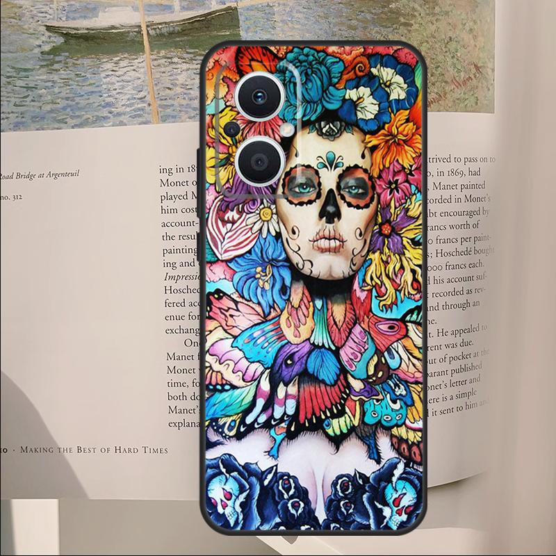 Catrina Beautiful Rose Girl Skull Cover For OPPO Reno 14 13 11 10 Pro 12F 11F 13F 14F 7 8 Lite OPPO Find X6 X5 X8 X9 Pro Case