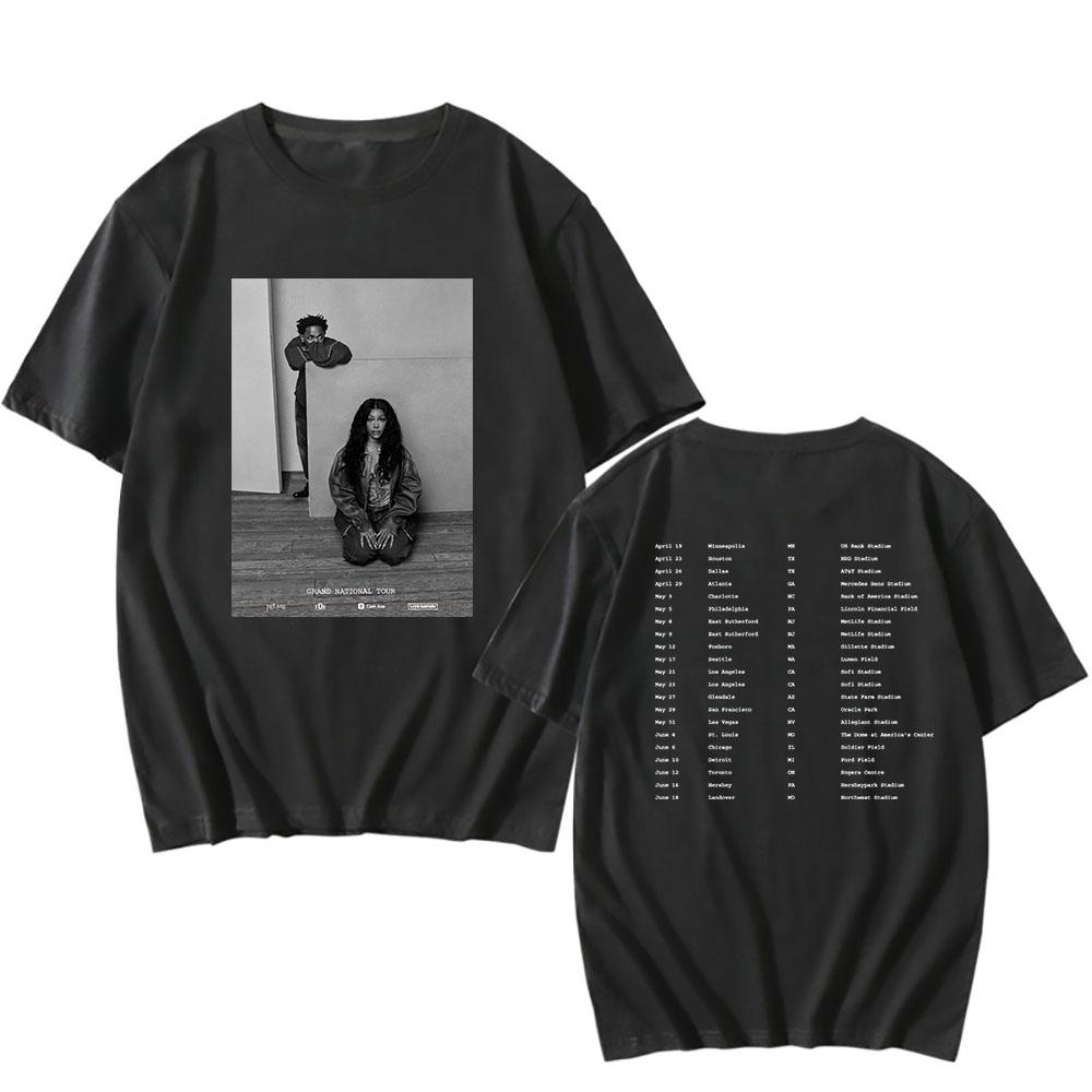 Kendrick Lamar X SZA GrandNational Tour 2025 Tshirts GNX Album Graphic Print T-shirt Cotton Summer Soft Tee-shirt Unisex Men Top