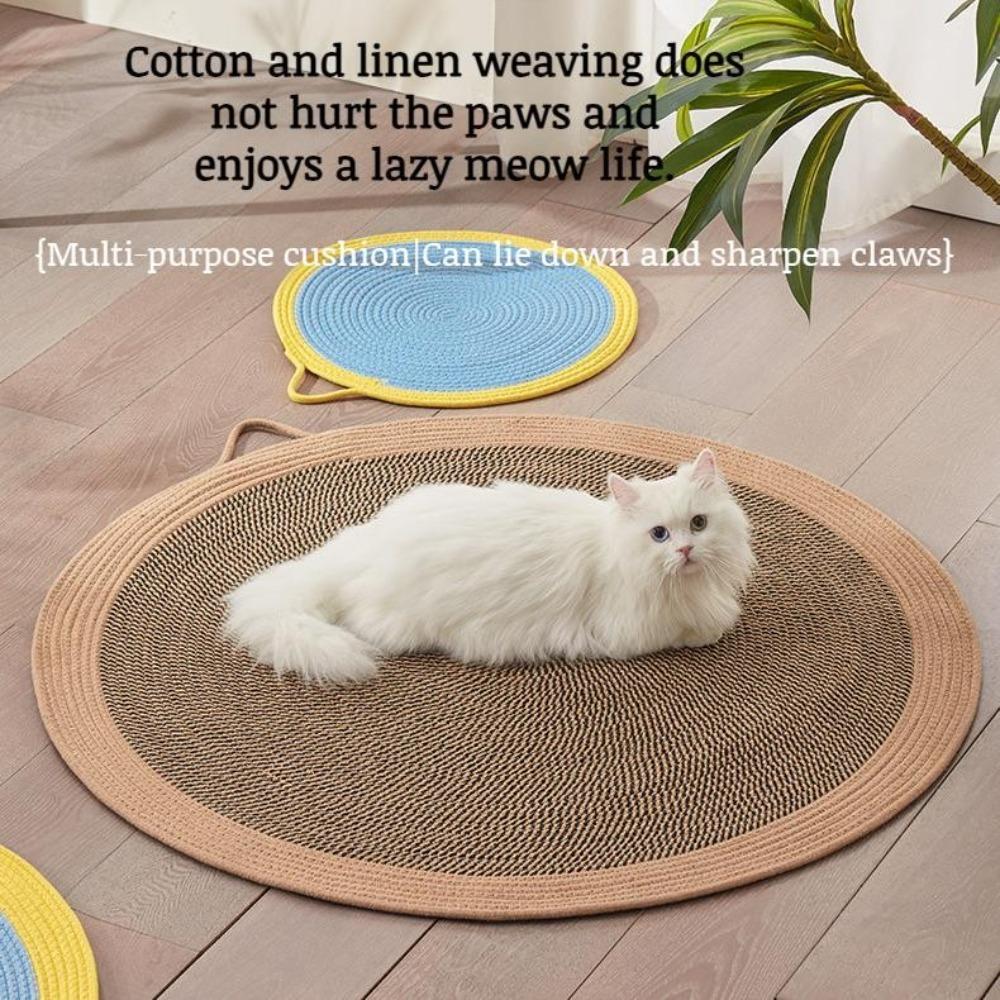 60CM/80CM/100CM Cat Scratcher Mat Natural Jute Scratching Pad, Reversible Cooling Sleeping Mat, For Indoor Cats Resting