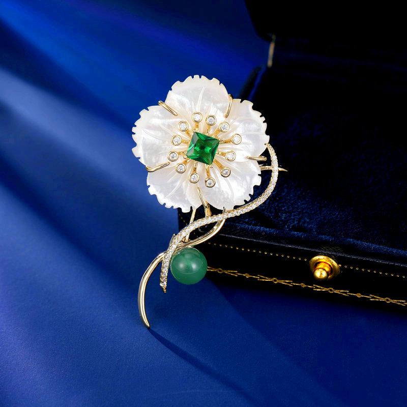 

Ретро элегантный темперамент корсаж ципао платье пальто аксессуары высококачественный натуральный цветок из ракушек брошь золотой