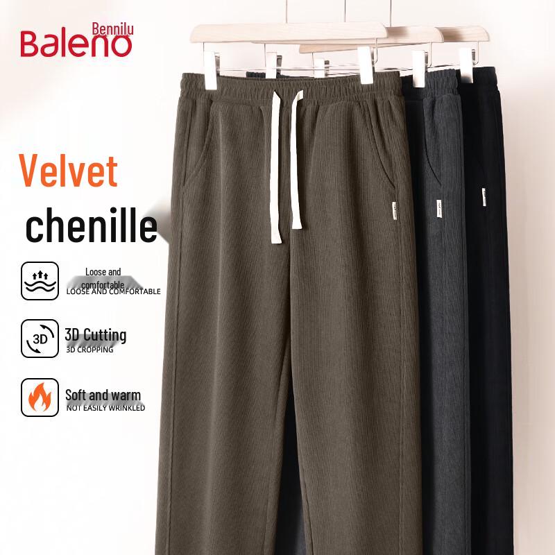 Baleno Men's Loose Fit Chenille Corduroy Casual Pants