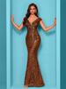 Elegant Blue Sequined Mermaid Evening Gown