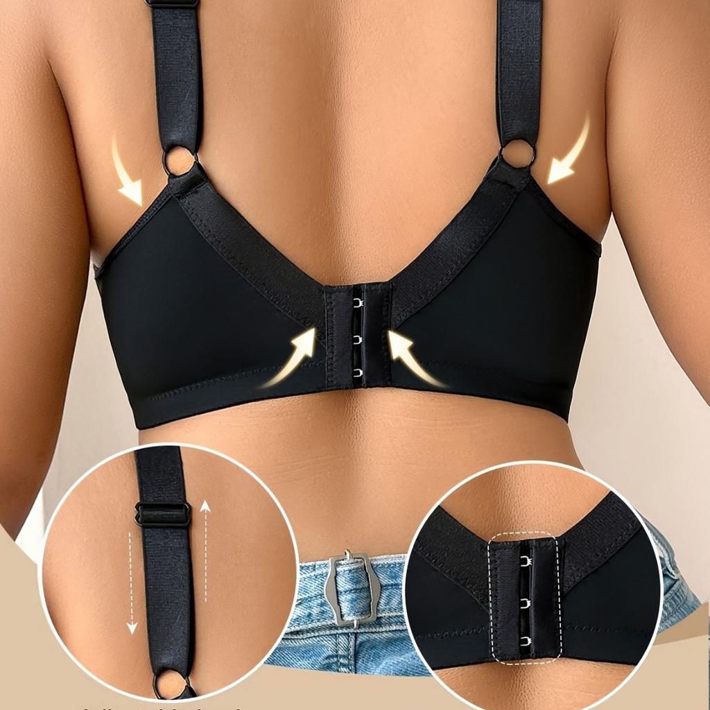 Plus-size European and American Style Wire-free Pad-free Bra with Semi-sheer Openwork Lace Pattern