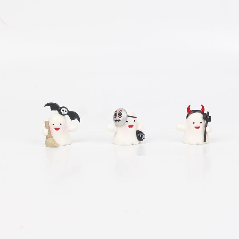 8 Halloween Figurines: Pumpkin, Ghost, Bat, Spider, and Black Cat Ornaments