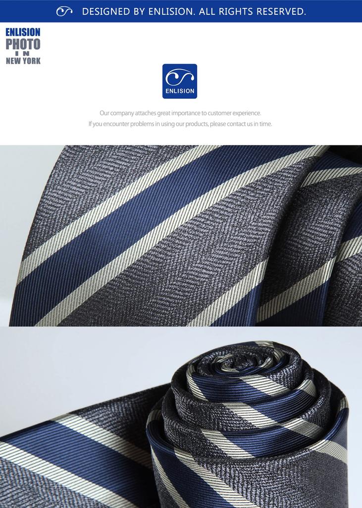 Stylish Gray Tie Pocket Square Formal Necktie Striped Job Hunting Necktie Brand Luxury Formal Necktie for Adults by [Enlision] Men's