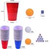 GOLDGE 60 Packs 16 Oz Plastic Party Cups Reusable In Red and Blue with 10 Pack Ping Pong Balls, Cup Pong Game Set for Drinks, Soda, Punch, Barbecues,