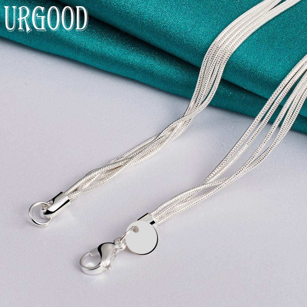 925 Sterling Silver Snake Chain Bead Necklace Fashion Jewelry