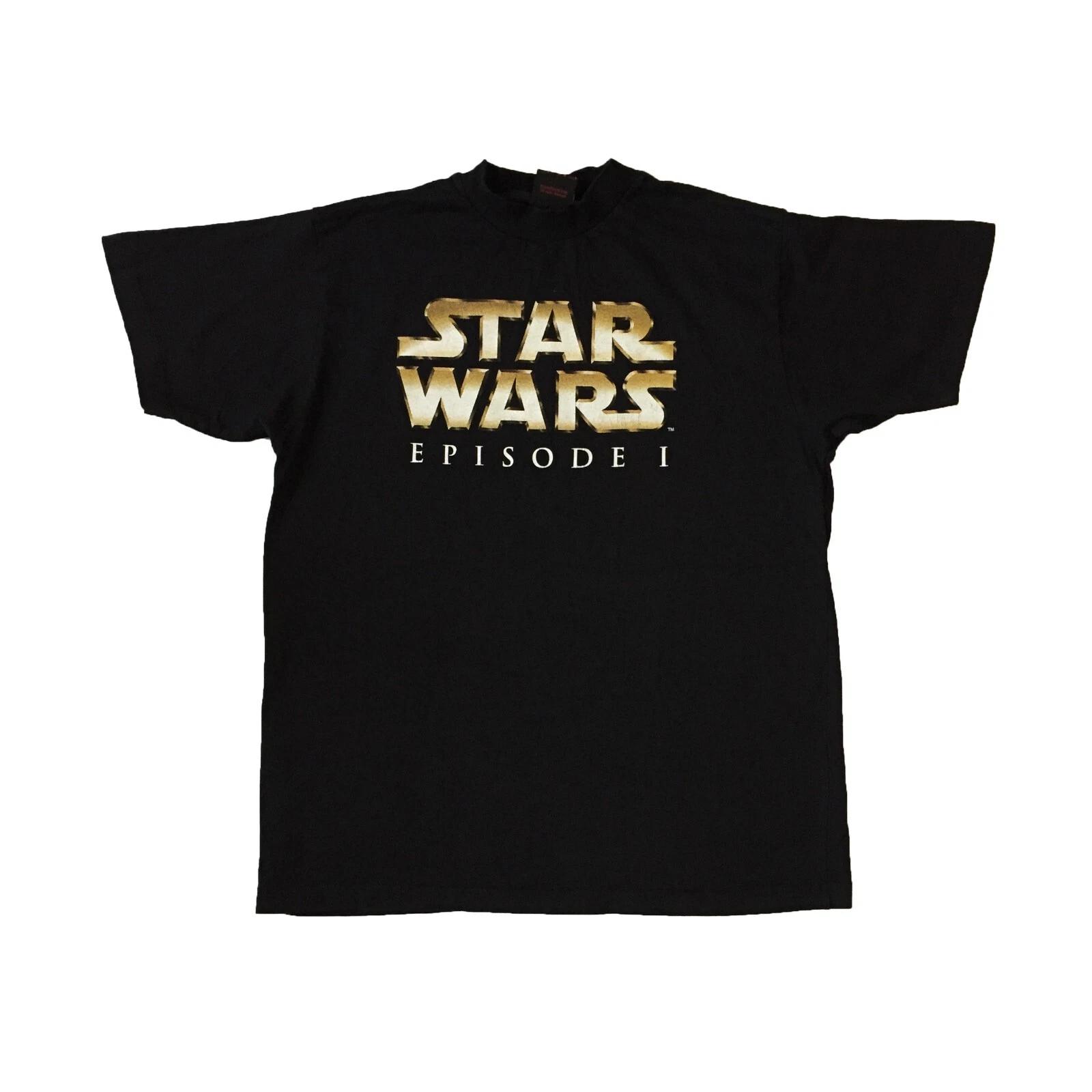 

Vintage Star Wars Episode I T-shirt Movie Lucasfilm Sci-Fi Black Tee Size M 3XL