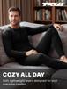 Thermal Underwear Set and Closed Fleece Heat Winter Base Thermal Warm Cold Weather Plus Sizes [Tesla] Men's (Top Bottom), Front, Lined,