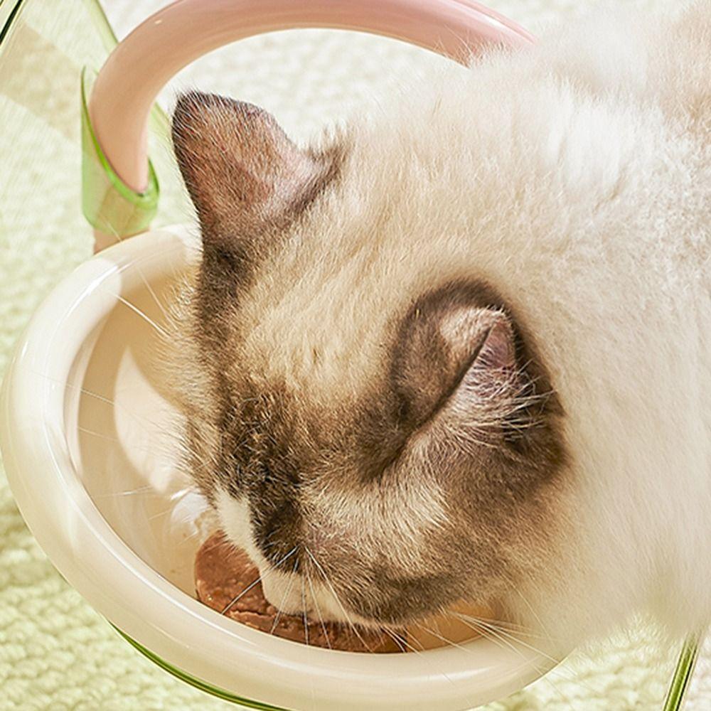 Double Bowls Pet High Footed Bowl Anti-flip Non-Slip Cat Food Water Bowl Stable Adjustable Height Pet Food Dispenser
