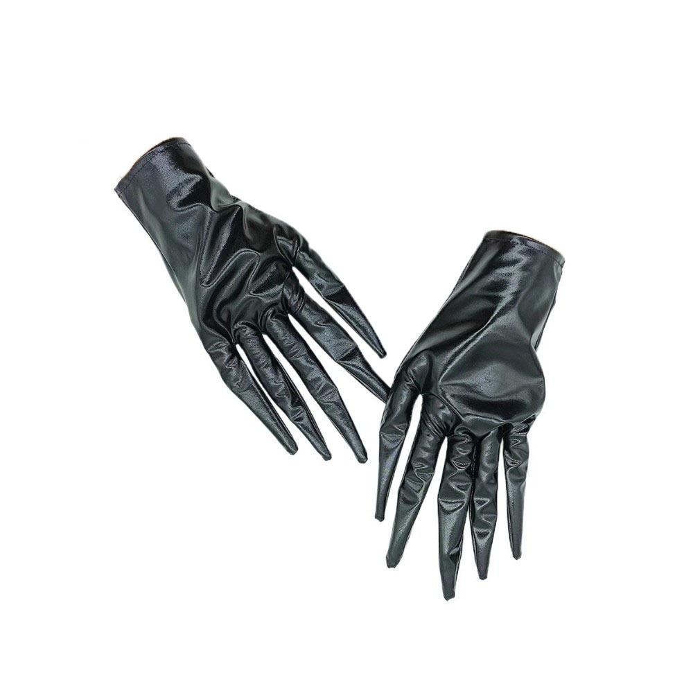 Short Halloween Gloves PU Leather Cosplay Costume Gloves Scary Ghost Claw Mittens  Handwear