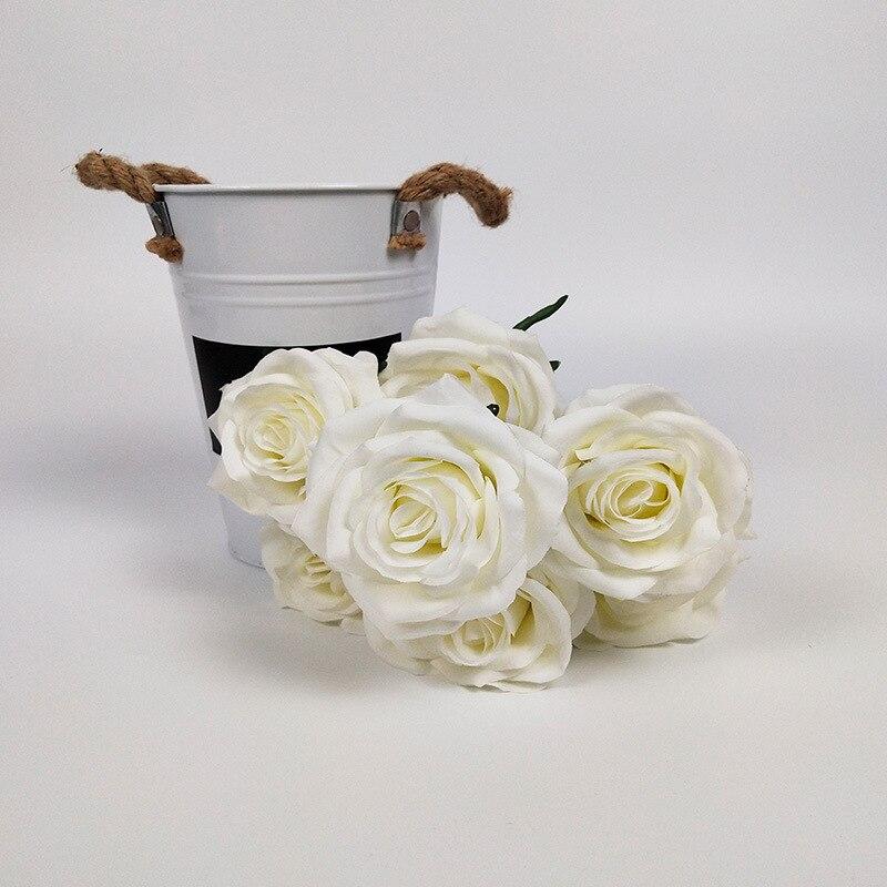 7Roses Bouquet Christmas Party Artificial Fake Silk Flower Dusty Pink Red White Wedding Decoration Display Gift Fall Color