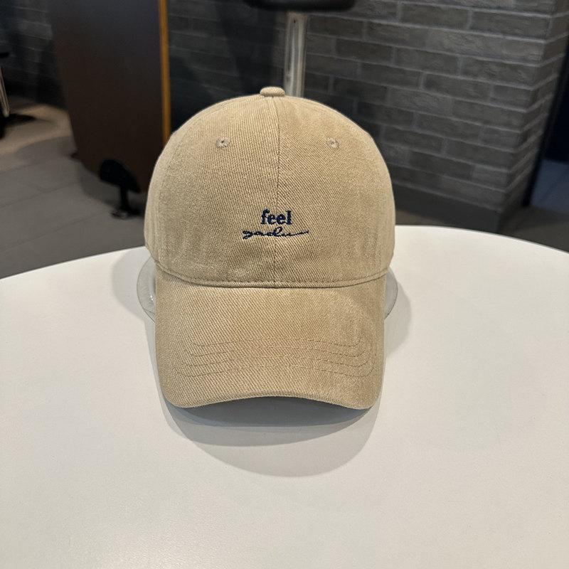 Han Style Alphabet Embroidered Cotton Baseball Cap With Sun Protection For Casual Wear