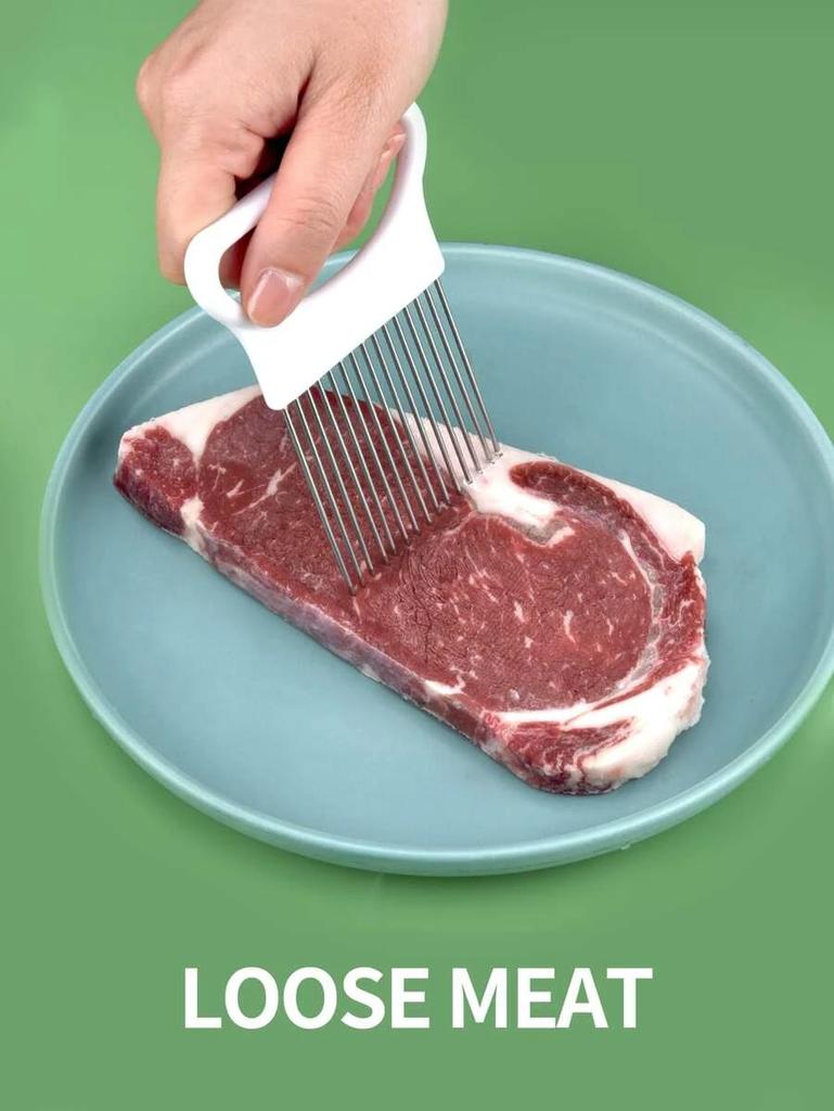 Effortlessly Slice Onions with This 1pc Colorful Onion Slicer Kitchen Stainless Steel Potato Chip Onion Holder