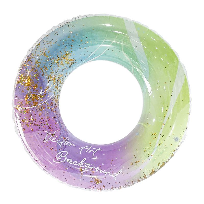Starry Sky Sequin Mermaid Swim Ring: Thickened Inflatable Children's Float