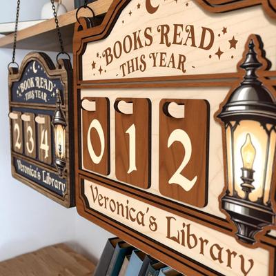 1pcs Reading Counter Wooden Craft Pendant Fun Bookshelf Decor Ornament for Home Library Book Reading Tracker Decor