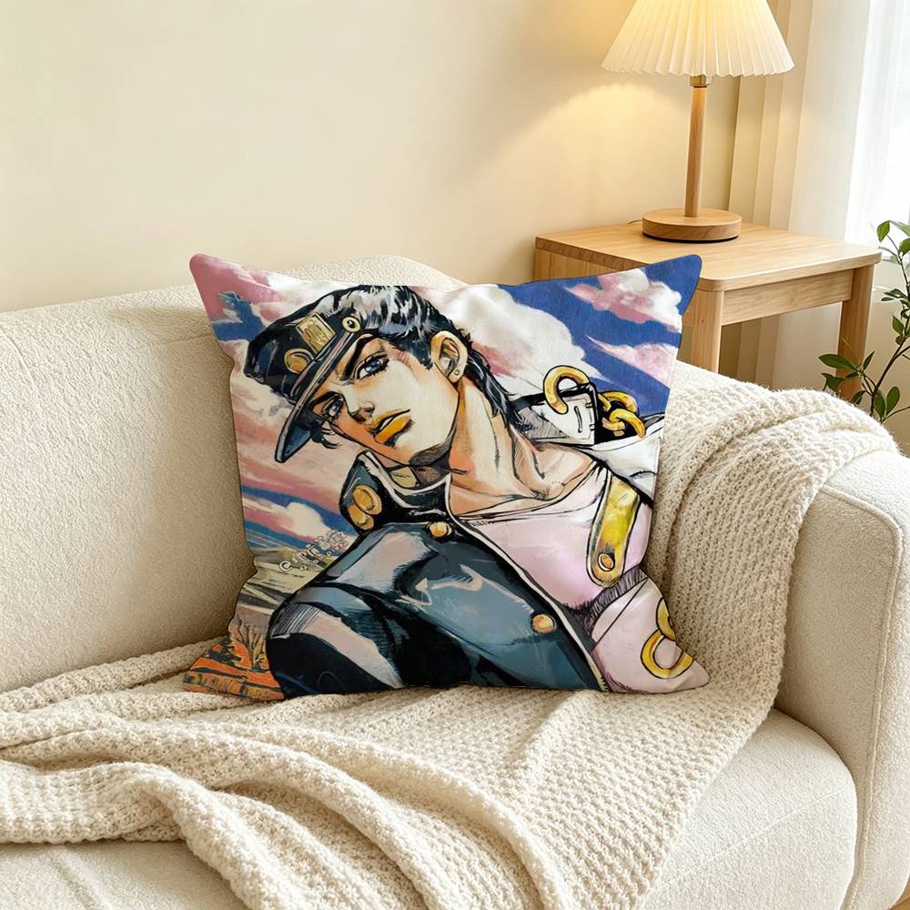 Anime J-JoJos Jotaro Kujo Pillow Case Square Double-Sided Sofa Cushion Cover Bedroom Bedside Pillow