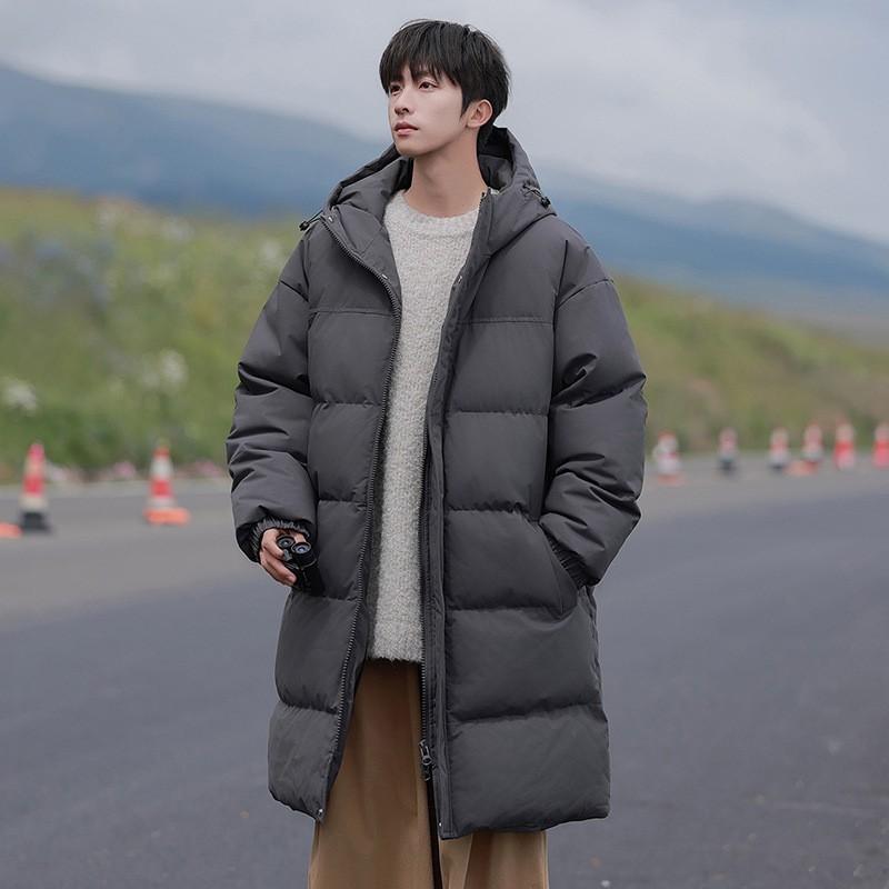 Winter Couples Patchwork Cotton Coat Mens Womens Long Knee-Length Warm Windproof Thick Puffer Jacket
