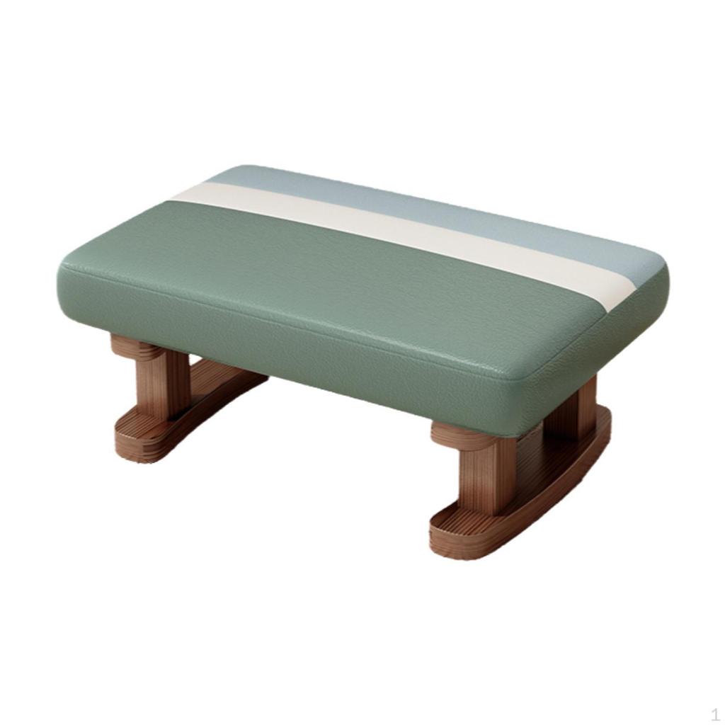 Foot Rest with Wooden Legs Rectangle Step Stool Padded Small Ottoman for Couch