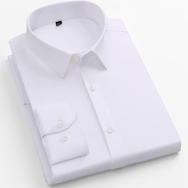 New Anti-Wrinkle Mens Shirts Long Sleeve Dress Shirts For Slim Fit Camisa Social Business Blouse White Shirt Blue Shirt