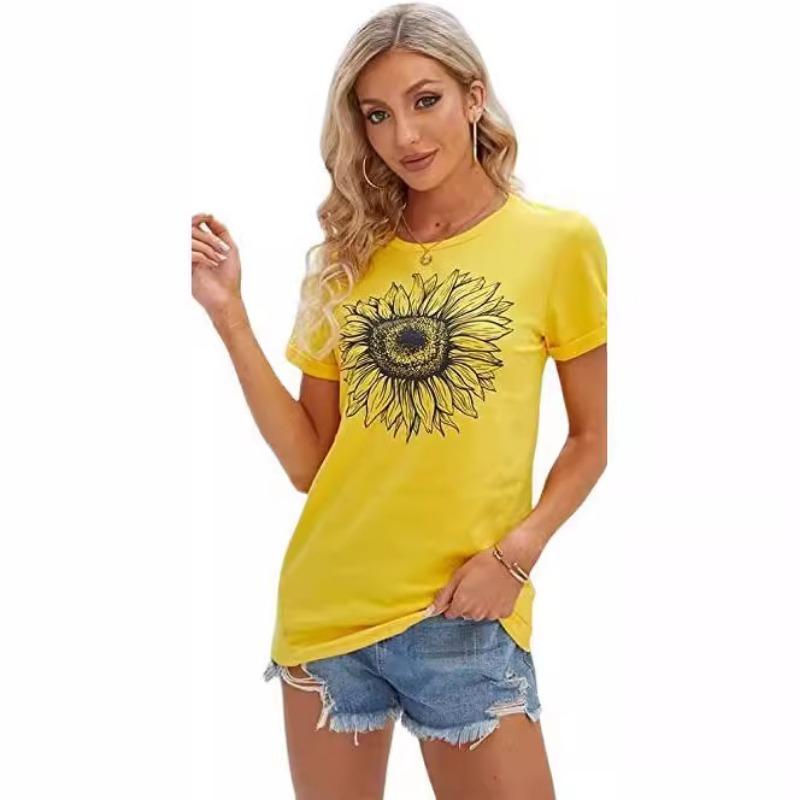Women's Summer 3D T-shirt New Summer Simple Pattern Printed Short Sleeve Round Neck T-shirt