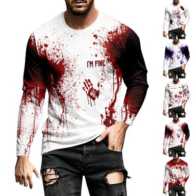 Men's Long Sleeve Halloween Print Casual T-Shirt