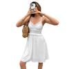 Sommerliches Elegantes und Schlankmachendes Damenkleid mit Raffinierter Taille Neckholder-Trägern und V-Ausschnitt für den Urlaub
