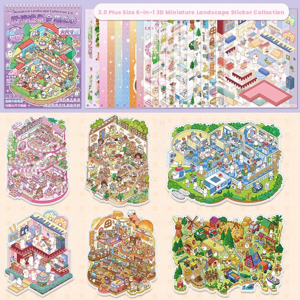 

6-in-1 3D Landscape Sticker PET DIY Cabin Scene Sticker Miniature Scene Collage Boys/Girls фіолетовий