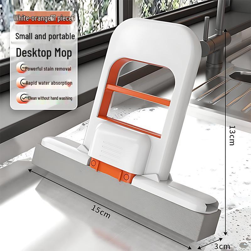 Compact Foldable Hands-Free Sponge Mop for Kitchen Desktops