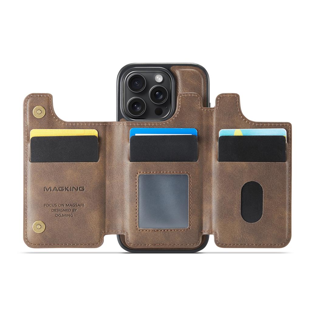 MAGKING K3 Series For iPhone 16 Pro Case Compatible with MagSafe Wallet PC+TPU+PU Phone Cover