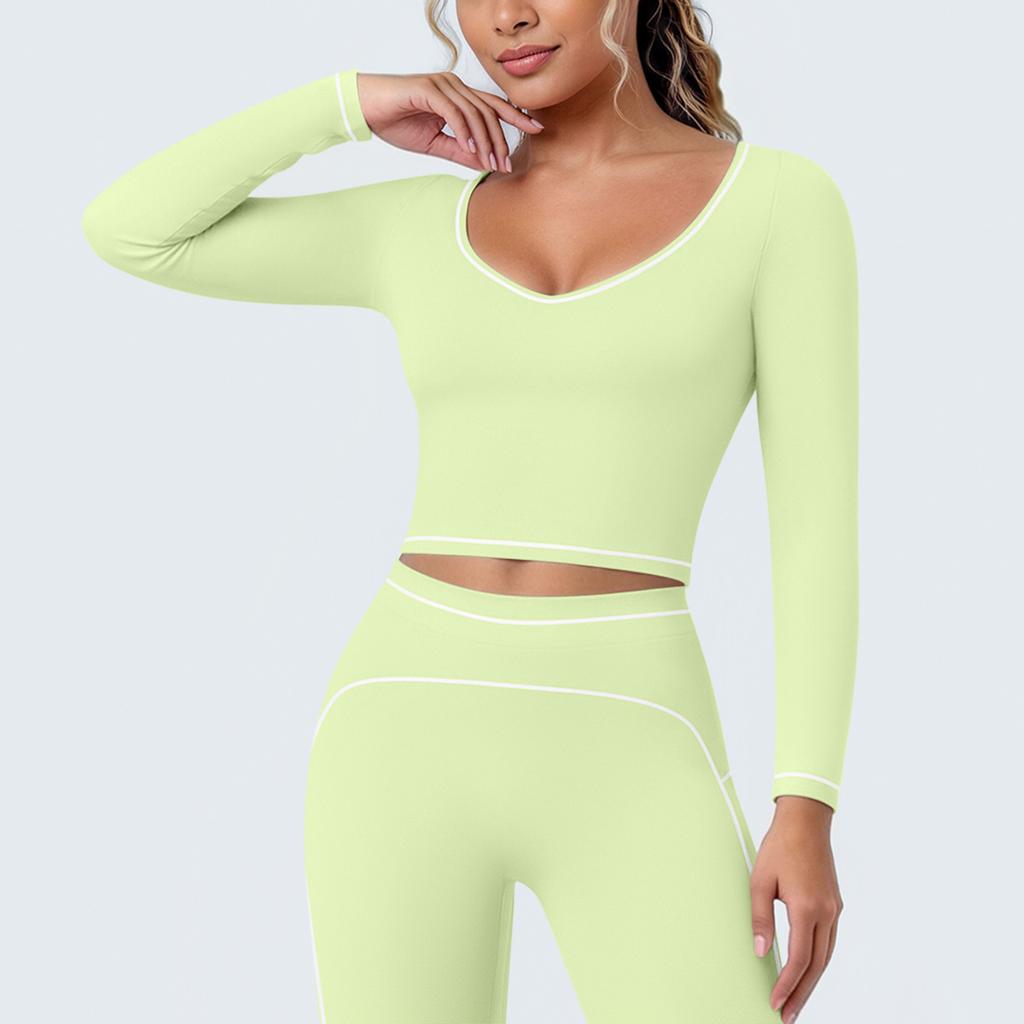 New contrasting color tight high elastic breathable yoga suit six-piece sports running fitness yoga suit women