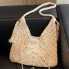 Large-capacity Woven Edge-bound Beach Bag with Shoulder Strap Tote Bag
