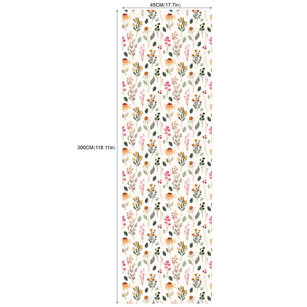 Removable Seamless Self-Adhesive Wallpaper for Living Room Background (Green Plants and Flowers)