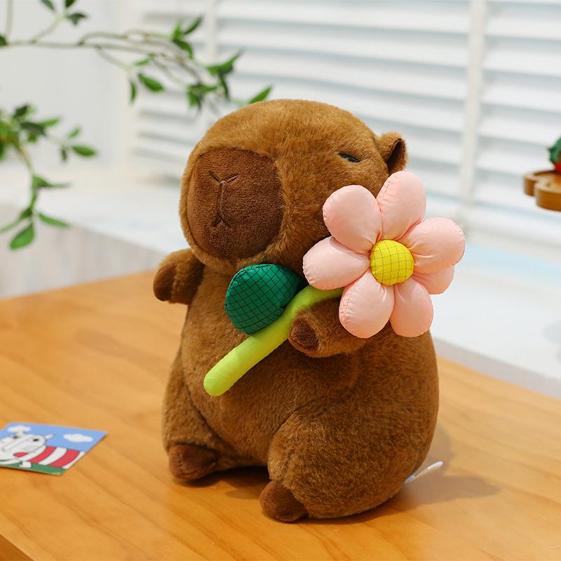 Backpack Cartoon Pibala Plush Toy Hamburger Capybara Doll Children Comfort Doll