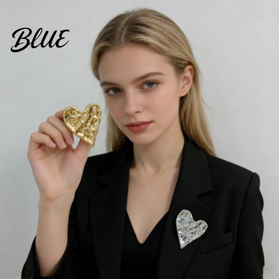 Collar Brooch Irregular Pleated Heart Shape Metal Pin Sweaters Coat