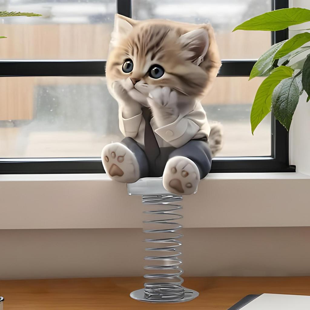 Dashboard Decor Cute Cat Bobble Car Dashboard Toy 2D Decorative Interior Accessories Shake Head Dancing Toy Funny Cute