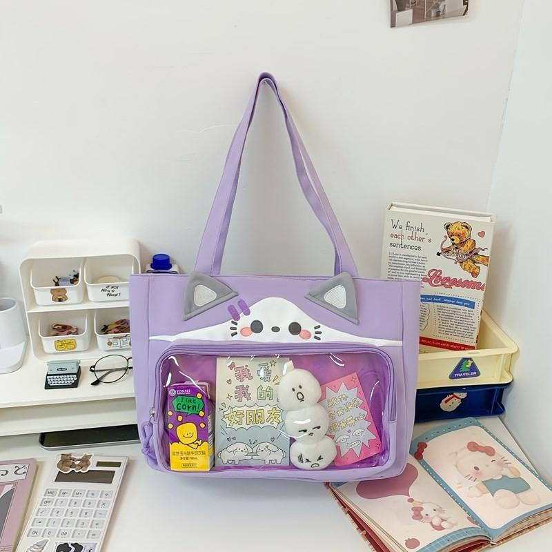 Bunny Plush Soft Cat Snack Tote Cartoon Shoulder Bag With Design Transparent