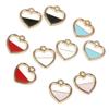 10Pcs 15x16mm Heart Shape Metal Alloy Enamel Charm Pendant Beads for DIY Jewelry Findings
