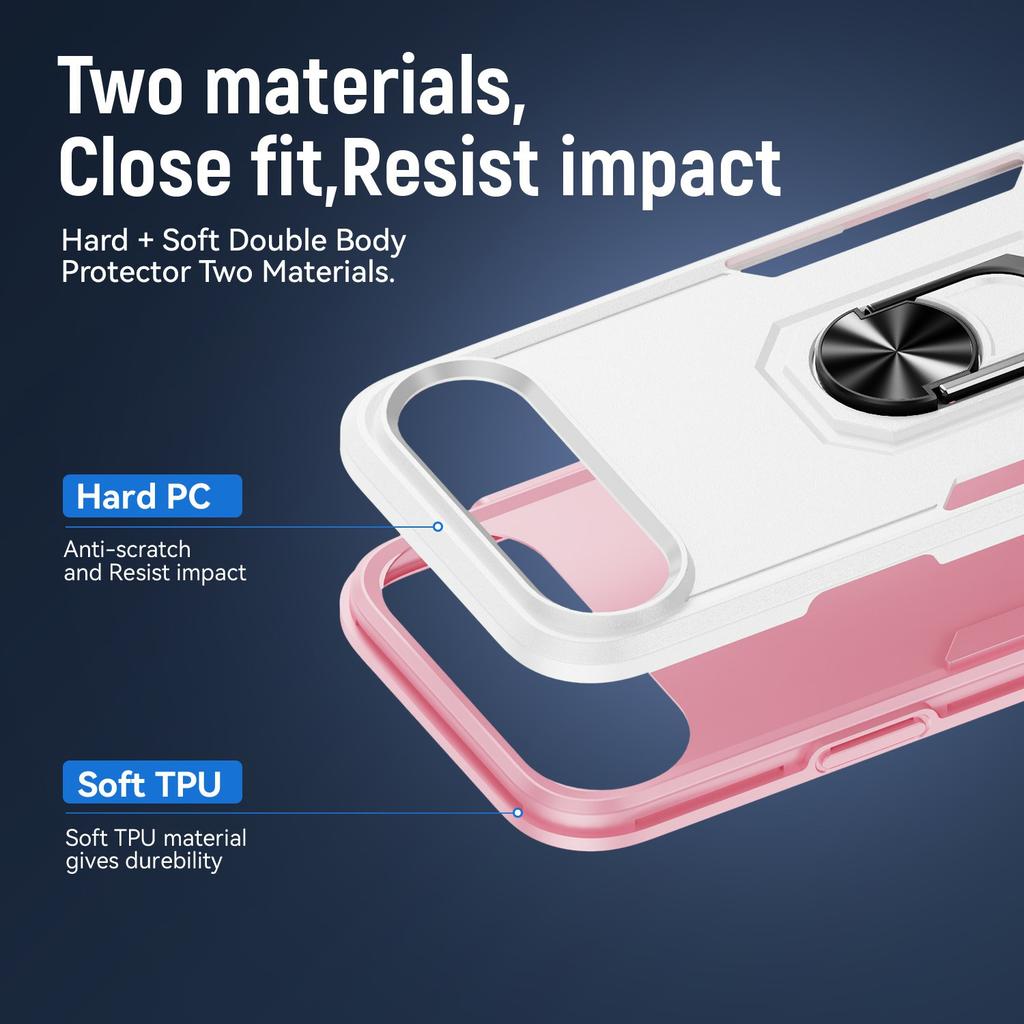 For iPhone Air Case Military Grade Ring Kickstand PC + TPU Phone Cover