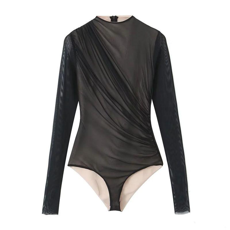 Araltay New Arrival Fashion Style Women's Clothing Fashion Ruched Decoration Silk Net Silm Jumpsuit 3067098 800