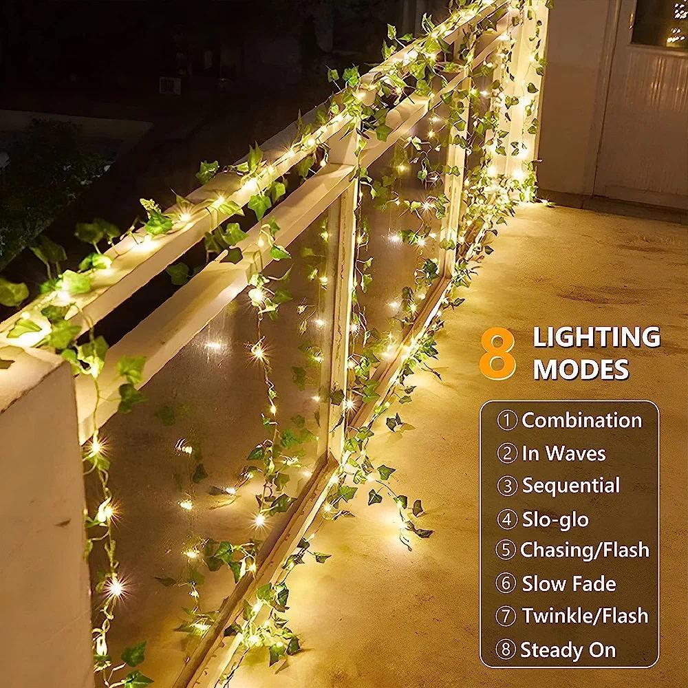 Artificial Vine Green Leaf String Lights USB Artificial Vine Fairy Lights  Weeding