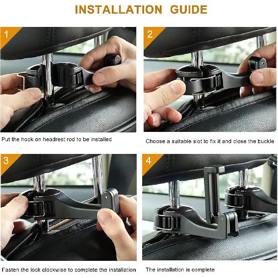 Car Headrest Hook With Phone Holder, Universal 360 Rotation Headrest Hooks For Purses And Bags (Silver)