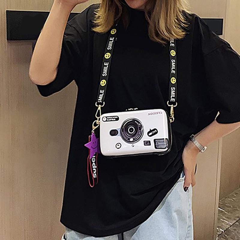 SCIONE Bolsa de Ombro Mini Câmera 2025 Nova PU Pintada Bolsa Fofa para Menina Moda Personalidade Coringa Bolsa Transversal