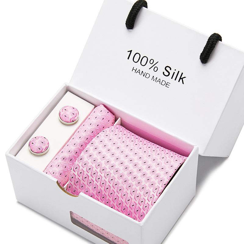 Men'S Tie Gift Box 5-Piece Set Tie Pocket Towel Scarf Cuff