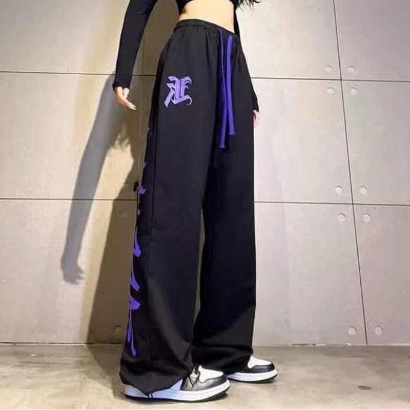 

Новые лоскутные эластичные брюки с высокой талией и кулиской, карманом и надписью, модные, свободные, повседневные, для весны и осени, для корейских женщин S чёрный